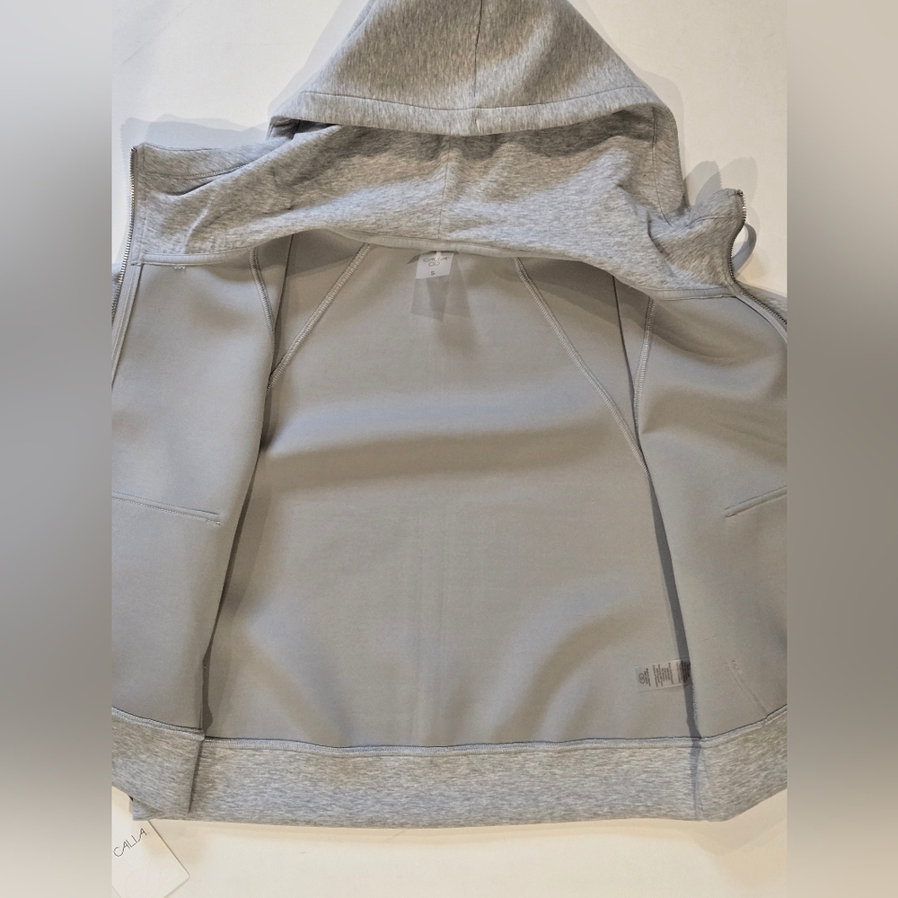 NWT- CALIA Soft Scuba Full Zip Hoodie Light Heather Grey Size Small - Picture 13 of 16